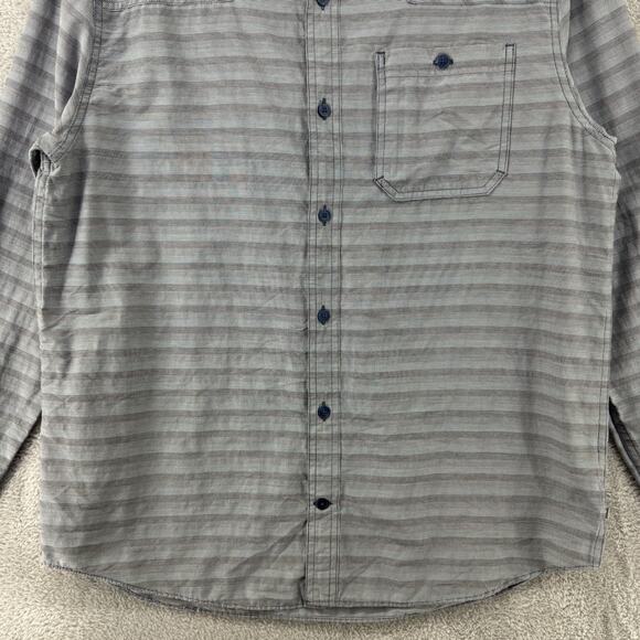 Toad&Co Shirt Mens M Gray Striped LS Button Front Collared Pockets Outdoor Light - Picture 4 of 13